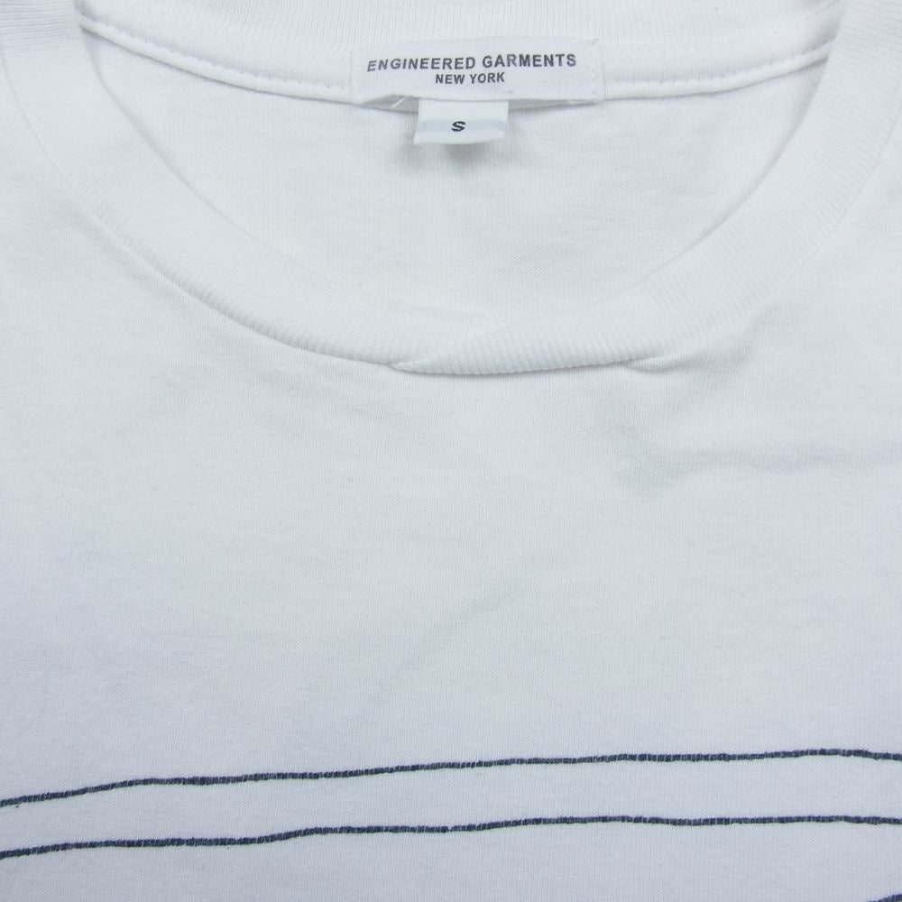 Engineered Garments エンジニアードガーメンツ WORKADAY Printed Crossover Neck Pocket Tee ポケット Tシャツ ホワイト系 S【中古】