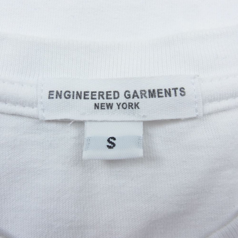 Engineered Garments エンジニアードガーメンツ WORKADAY Printed Crossover Neck Pocket Tee ポケット Tシャツ ホワイト系 S【中古】