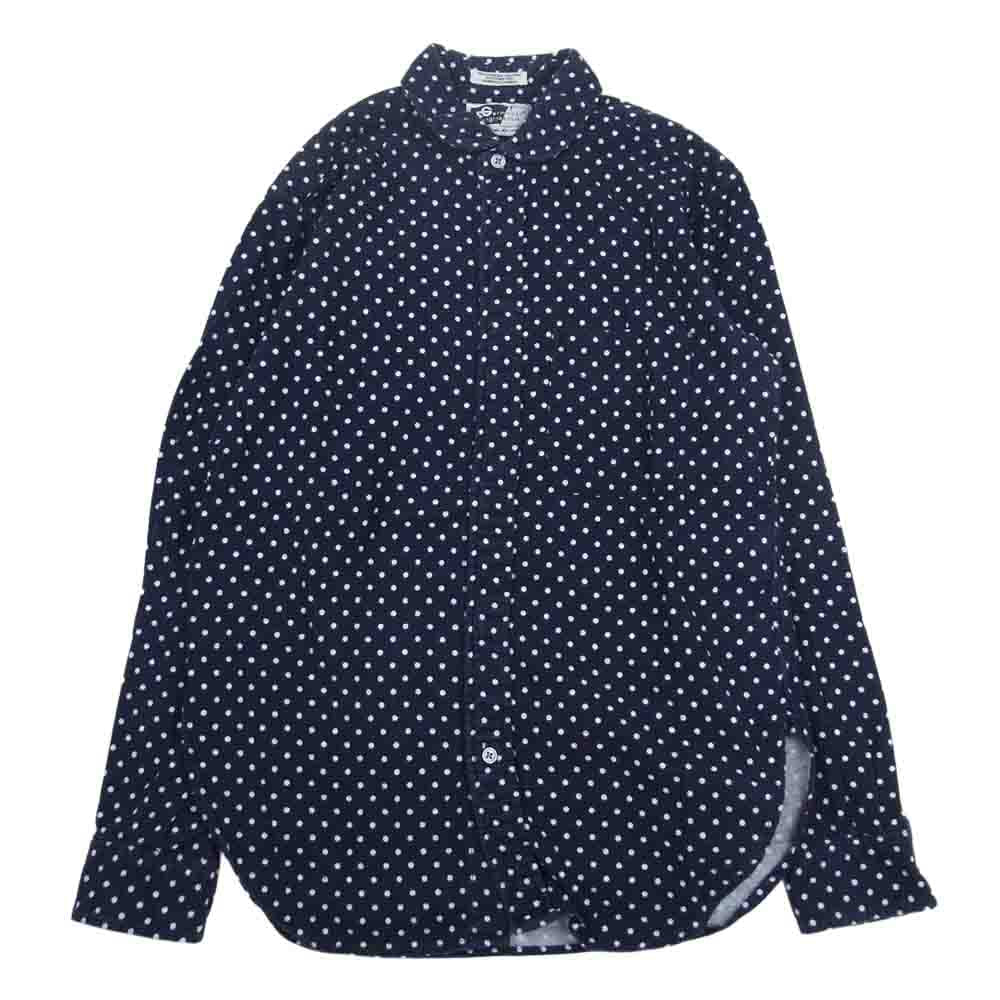 Engineered Garments エンジニアードガーメンツ 水玉 ドット プリント スモールカラー シャツ ネイビー系 XS【中古】