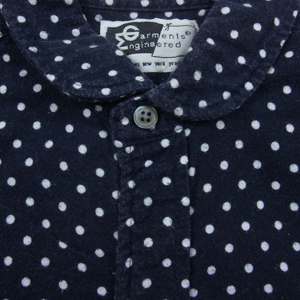 Engineered Garments エンジニアードガーメンツ 水玉 ドット プリント スモールカラー シャツ ネイビー系 XS【中古】