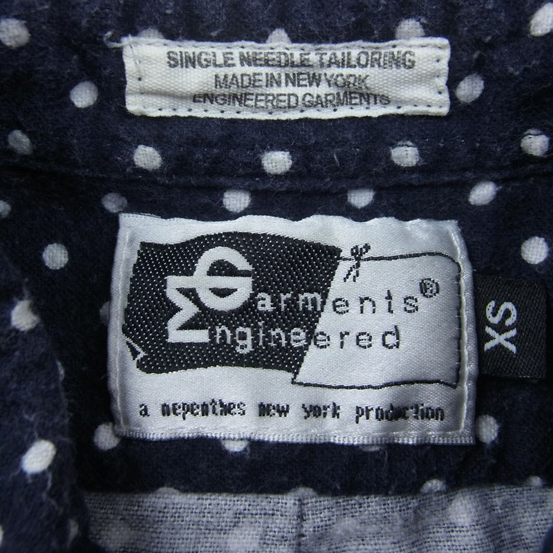 Engineered Garments エンジニアードガーメンツ 水玉 ドット プリント スモールカラー シャツ ネイビー系 XS【中古】