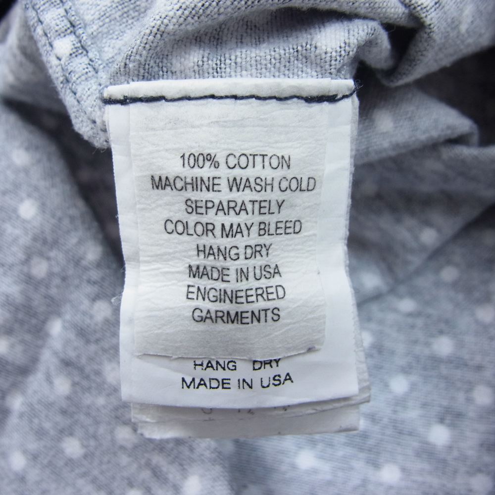 Engineered Garments エンジニアードガーメンツ 水玉 ドット プリント スモールカラー シャツ ネイビー系 XS【中古】