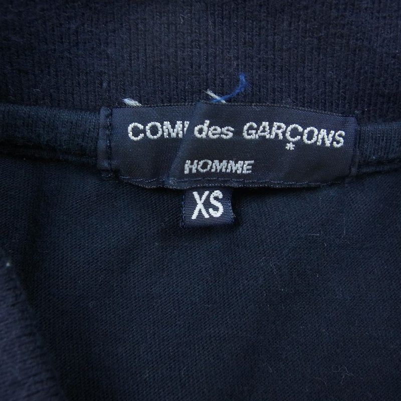 COMME des GARCONS HOMME コムデギャルソンオム AD2009 HE-T120 チェック 異素材切替 ポロシャツ ネイビー系 XS【中古】