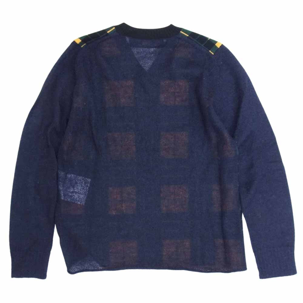 tricot COMME des GARCONS トリココムデギャルソン AD2013 TL-N026 カシミヤ混 ニット セーター 切替 チェック ネイビー系 サイズ表記無【中古】