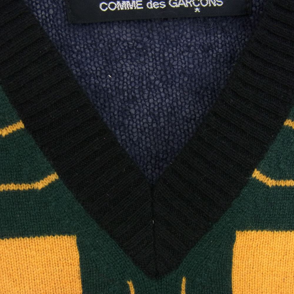 tricot COMME des GARCONS トリココムデギャルソン AD2013 TL-N026 カシミヤ混 ニット セーター 切替 チェック ネイビー系 サイズ表記無【中古】