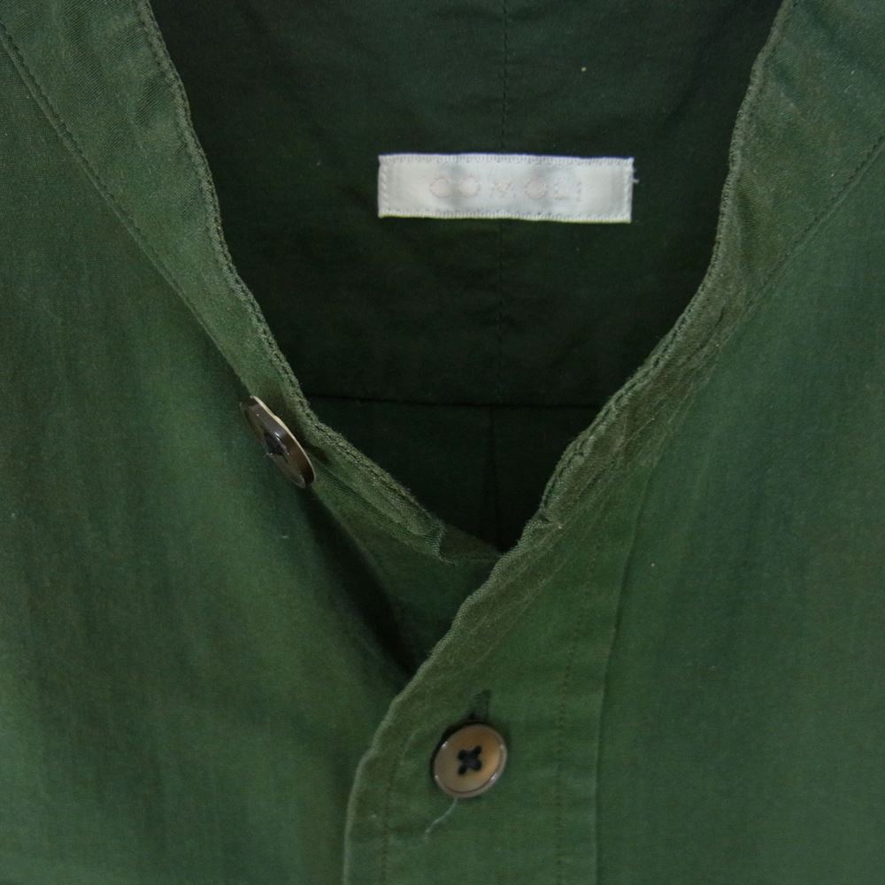 COMOLI コモリ 15AW I01-02003 Band collar shirt バンドカラー シャツ  グリーン系 O【中古】