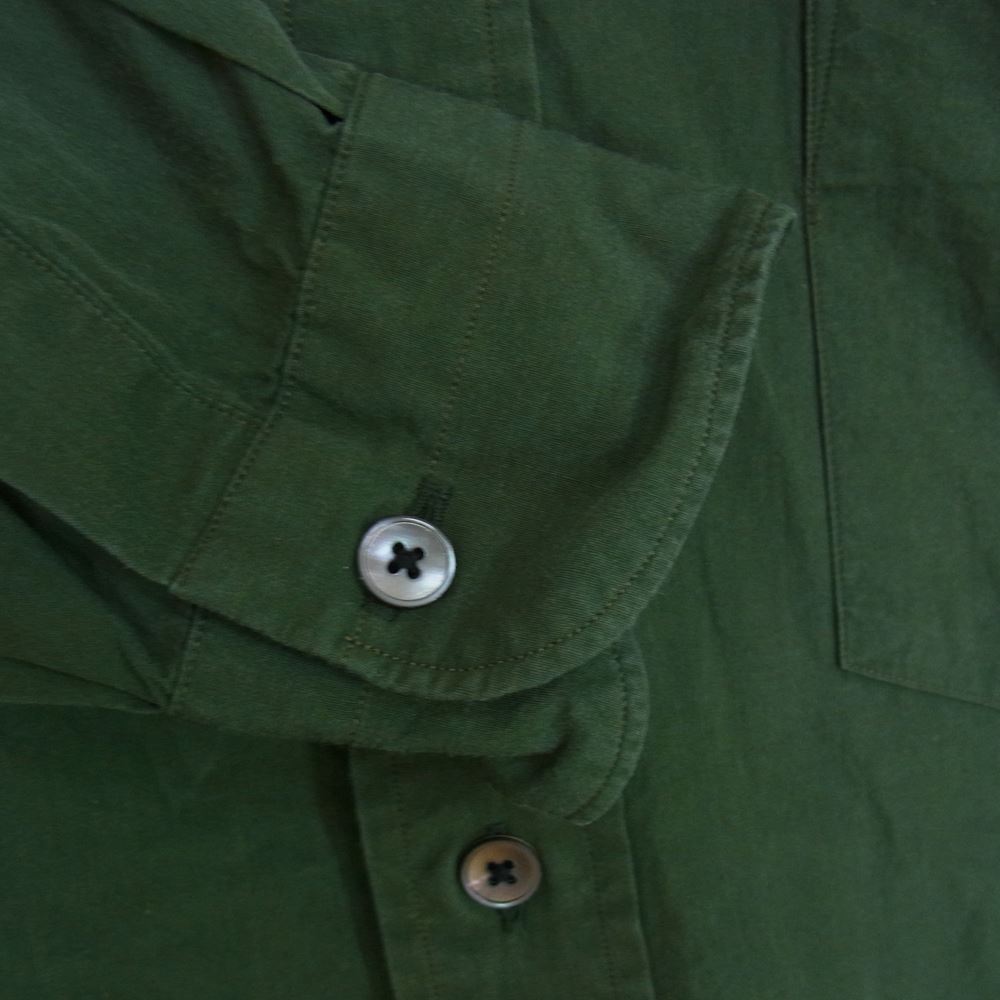 COMOLI コモリ 15AW I01-02003 Band collar shirt バンドカラー シャツ  グリーン系 O【中古】