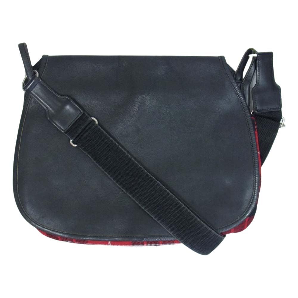 COMME des GARCONS コムデギャルソン ショルダー バッグ タータンチェック レザー ブラック系【中古】