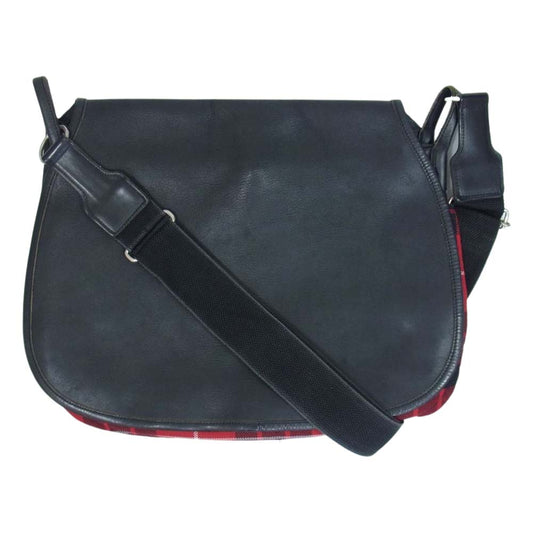 COMME des GARCONS コムデギャルソン ショルダー バッグ タータンチェック レザー ブラック系【中古】