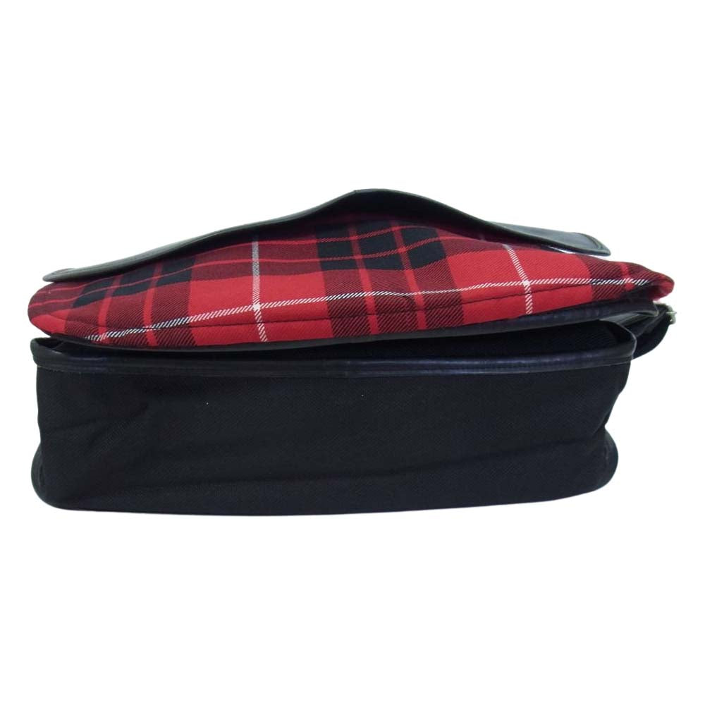 COMME des GARCONS コムデギャルソン ショルダー バッグ タータンチェック レザー ブラック系【中古】