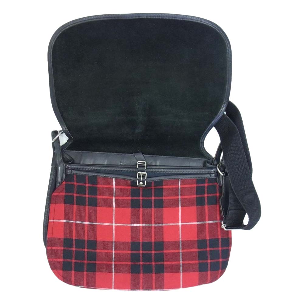 COMME des GARCONS コムデギャルソン ショルダー バッグ タータンチェック レザー ブラック系【中古】