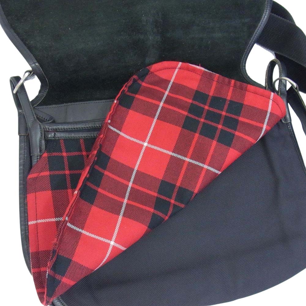 COMME des GARCONS コムデギャルソン ショルダー バッグ タータンチェック レザー ブラック系【中古】