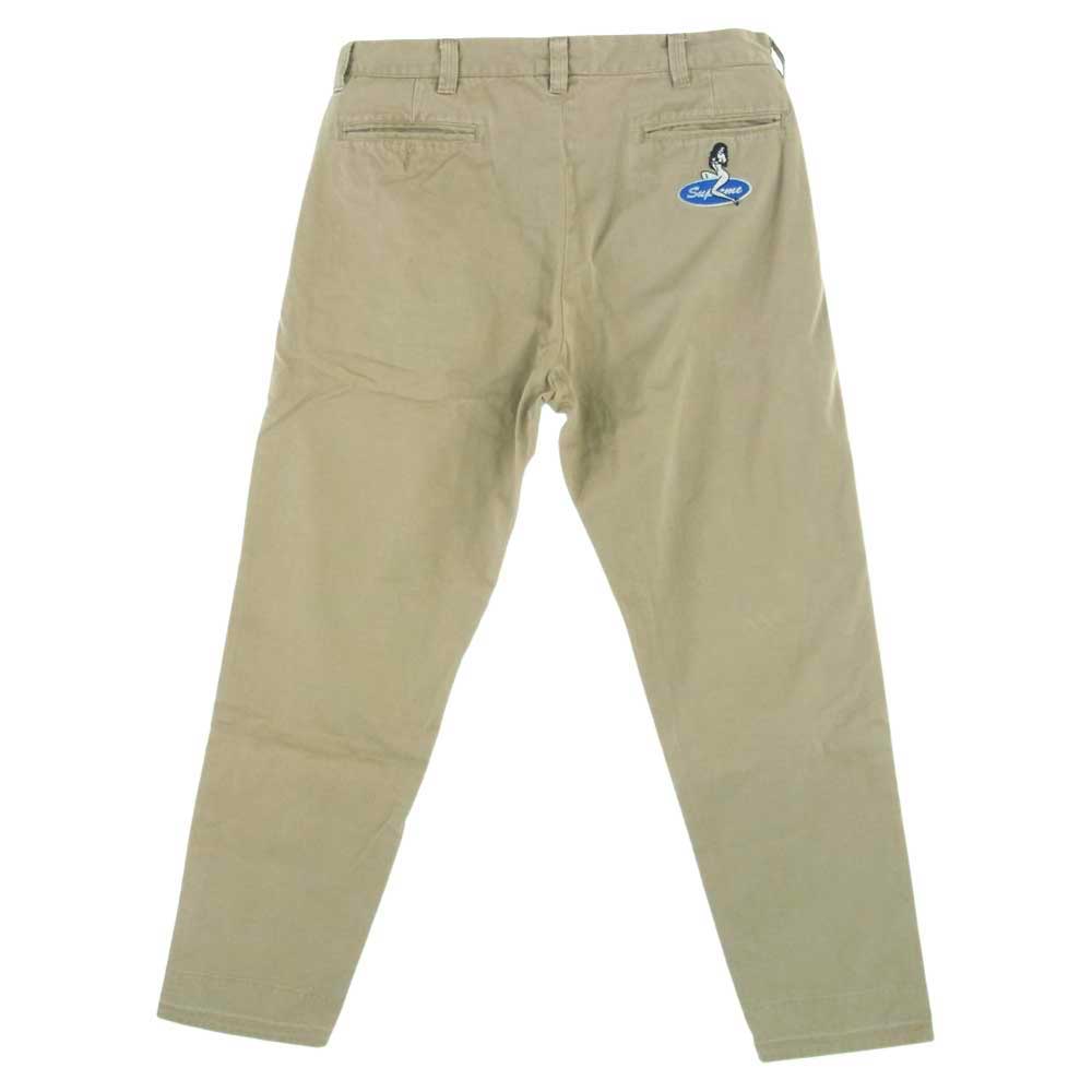 Supreme シュプリーム 18AW Pin Up Chino Pant ガール 刺繍 ピンナップ チノ パンツ  ライトブラウン系 32【中古】