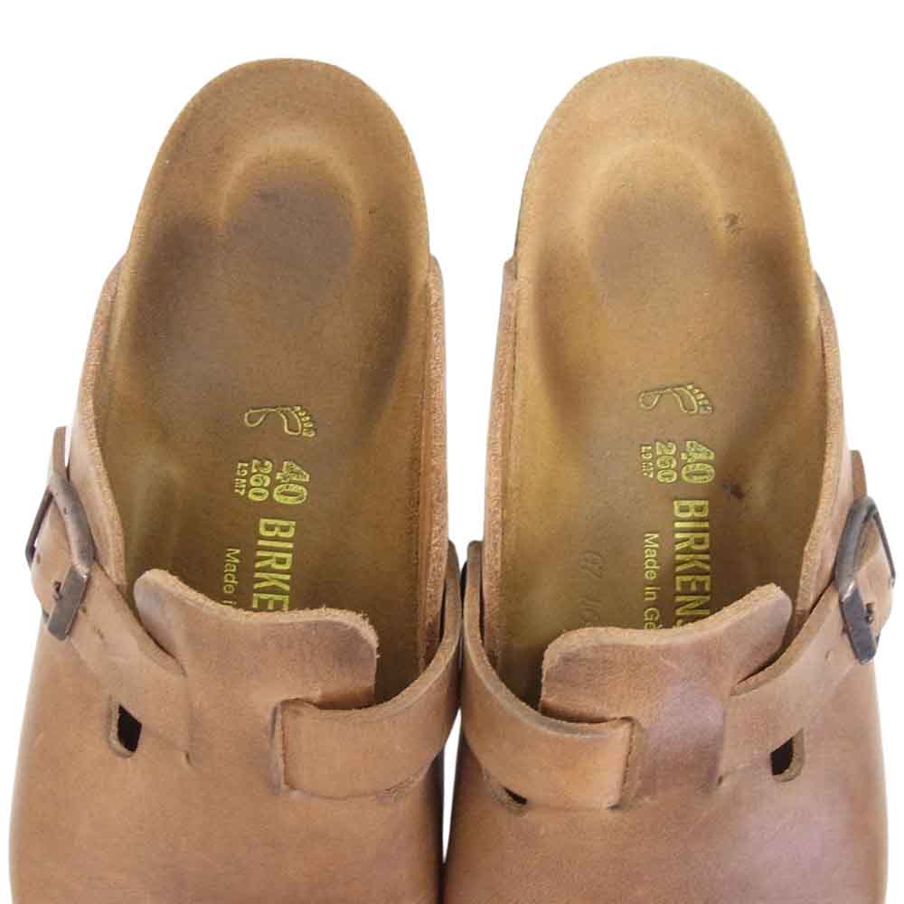 BIRKENSTOCK ビルケンシュトック Boston レザー ボストン サンダル ミュール シューズ ブラウン系 40 260【中古】