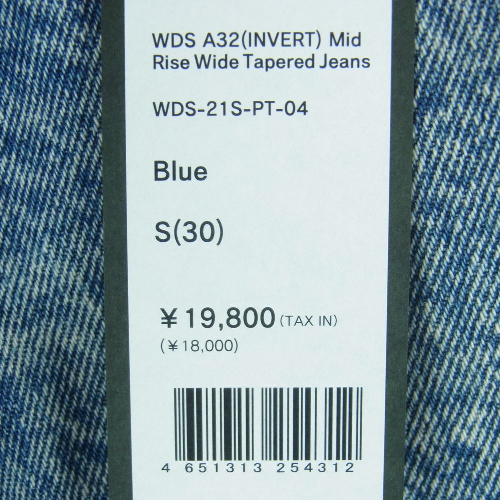 WIND AND SEA ウィンダンシー WDS-21S-PT-04 A32 (INVERT) Mid Rise Wide Tapered Jeans ミッド ライズ テーパード ジーンズ デニム パンツ ブルー系 Blue S 30【新古品】【未使用】【中古】