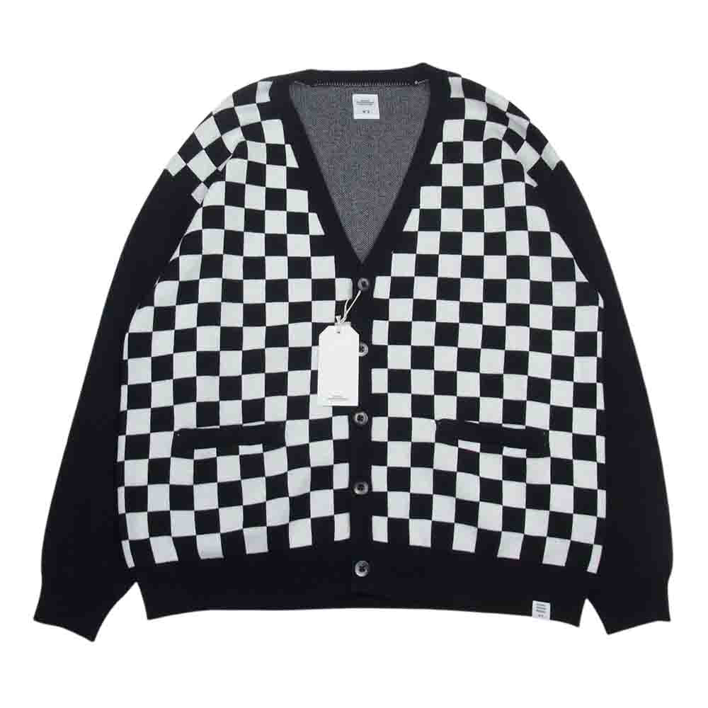 ベドウィン アンド ザ ハートブレイカーズ 23SB3176 L/S JACQUARD CARDIGAN チェック チェッカーボード ジャガード 長袖 カーディガン ブラック系 ホワイト系 2【新古品】【未使用】【中古】