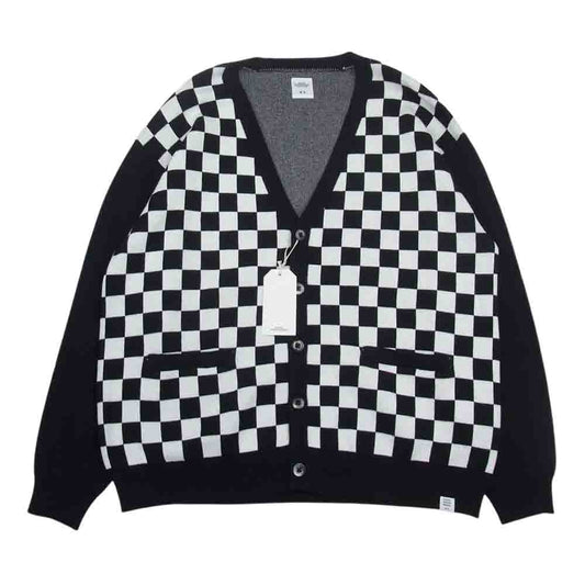 ベドウィン アンド ザ ハートブレイカーズ 23SB3176 L/S JACQUARD CARDIGAN チェック チェッカーボード ジャガード 長袖 カーディガン ブラック系 ホワイト系 2【新古品】【未使用】【中古】