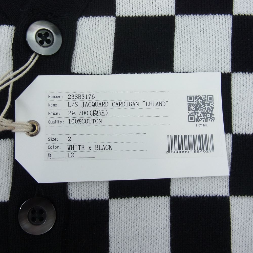 ベドウィン アンド ザ ハートブレイカーズ 23SB3176 L/S JACQUARD CARDIGAN チェック チェッカーボード ジャガード 長袖 カーディガン ブラック系 ホワイト系 2【新古品】【未使用】【中古】