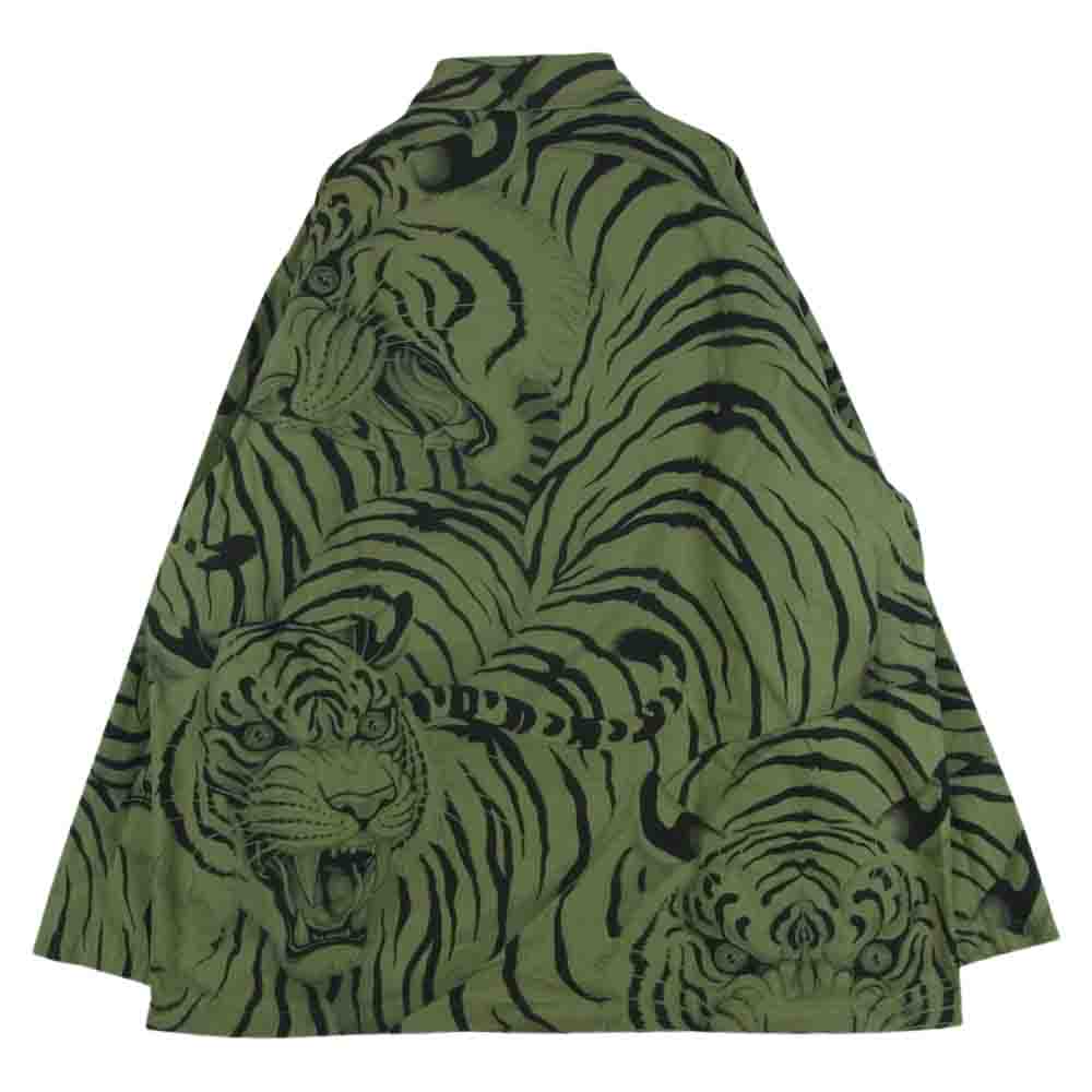 WACKO MARIA ワコマリア 22SS TIMLEHI-WM-ML30 TIM LEHI ティムリーハイ ARMY SHIRT TYPE-1 虎 総柄 アーミー 長袖 シャツ カーキ系 M【新古品】【未使用】【中古】