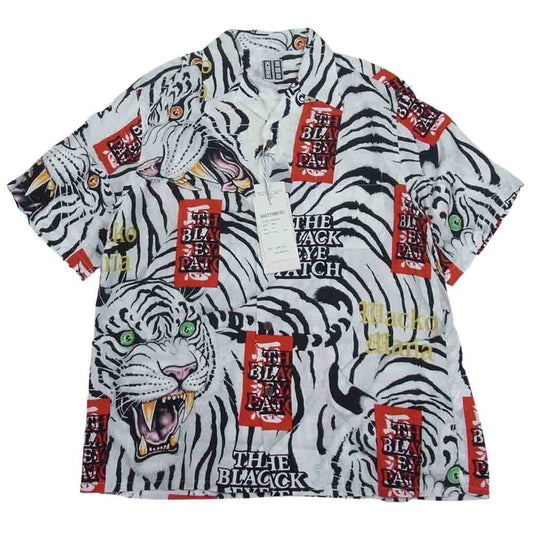 WACKO MARIA ワコマリア 22SS BEP-WM-HI01 BLACK EYE PATCH ブラックアイパッチ TIM LEHI ティムリーハイ HAWAIIAN SHIRT S/S ハワイアン 虎 総柄 レーヨン アロハ 半袖 シャツ ホワイト系 M【新古品】【未使用】【中古】
