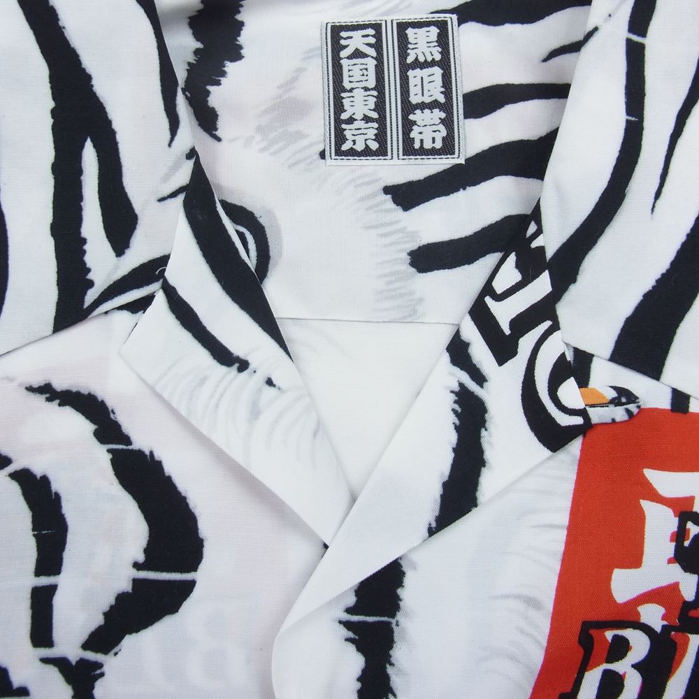 WACKO MARIA ワコマリア 22SS BEP-WM-HI01 BLACK EYE PATCH ブラックアイパッチ TIM LEHI ティムリーハイ HAWAIIAN SHIRT S/S ハワイアン 虎 総柄 レーヨン アロハ 半袖 シャツ ホワイト系 M【新古品】【未使用】【中古】