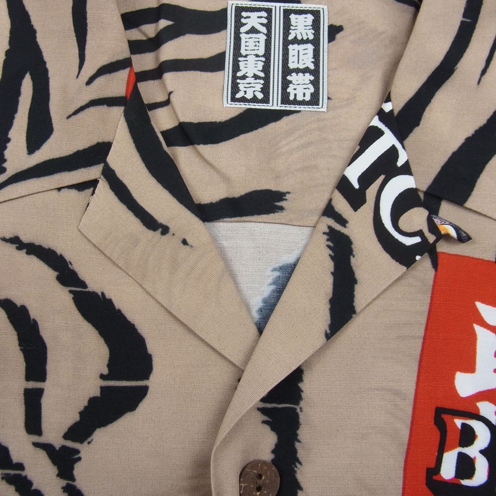 WACKO MARIA ワコマリア 22SS BEP-WM-HI01 BLACK EYE PATCH ブラックアイパッチ TIM LEHI ティムリーハイ HAWAIIAN SHIRT S/S ハワイアン 虎 総柄 レーヨン アロハ 半袖 シャツ ベージュ系 M【新古品】【未使用】【中古】