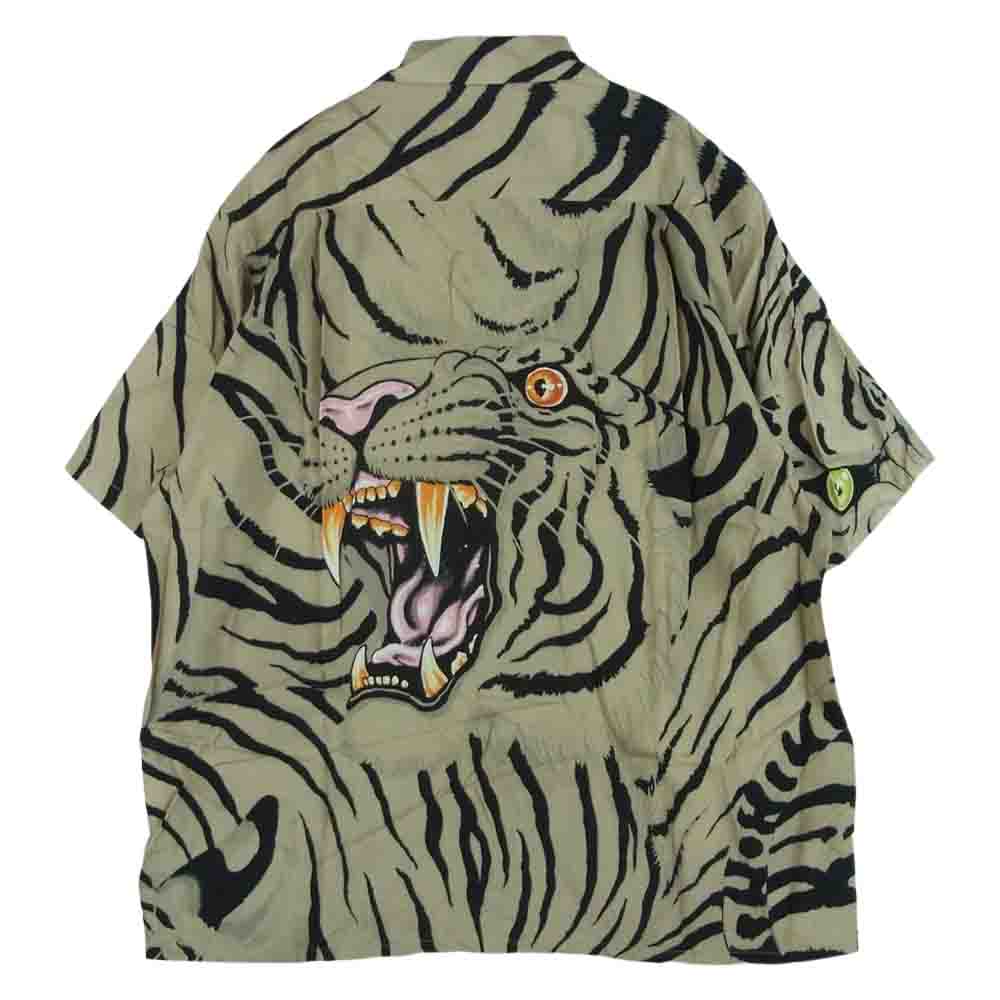 WACKO MARIA ワコマリア 22SS TIMLEHI-WM-HI26 TIM LEHI ティム リーハイ S/S HAWAIIAN SHIRT ハワイアン 虎 総柄 レーヨン アロハ 半袖 シャツ ベージュ系 M【新古品】【未使用】【中古】