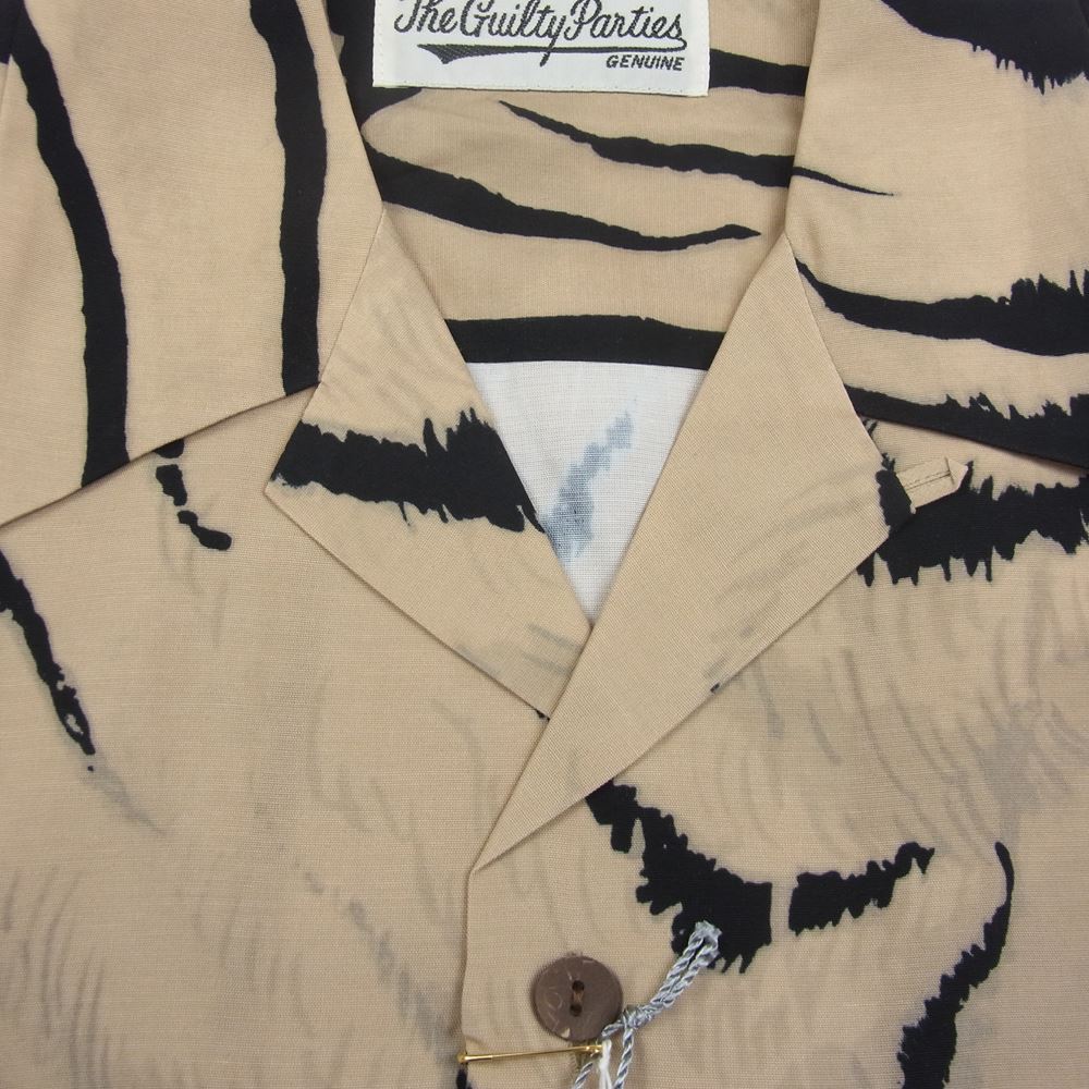 WACKO MARIA ワコマリア 22SS TIMLEHI-WM-HI26 TIM LEHI ティム リーハイ S/S HAWAIIAN SHIRT ハワイアン 虎 総柄 レーヨン アロハ 半袖 シャツ ベージュ L ベージュ系 L【新古品】【未使用】【中古】