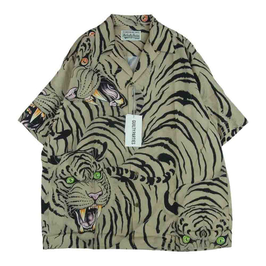 WACKO MARIA ワコマリア 22SS TIMLEHI-WM-HI27 TIM LEHI ティム リーハイ HAWAIIAN SHIRT TYPE 2 ハワイアン 虎 総柄 レーヨン アロハ 半袖 シャツ ベージュ系 M【新古品】【未使用】【中古】