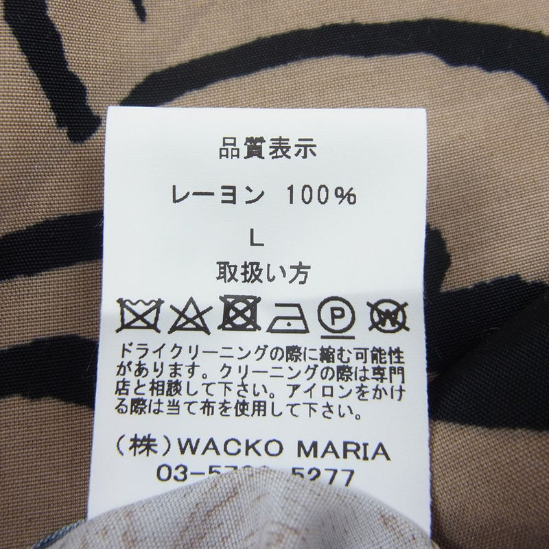 WACKO MARIA ワコマリア 22SS BEP-WM-HI01 BLACK EYE PATCH ブラックアイパッチ TIM LEHI ティムリーハイ HAWAIIAN SHIRT S/S ハワイアン 虎 総柄 レーヨン アロハ 半袖 シャツ ベージュ系 L【新古品】【未使用】【中古】