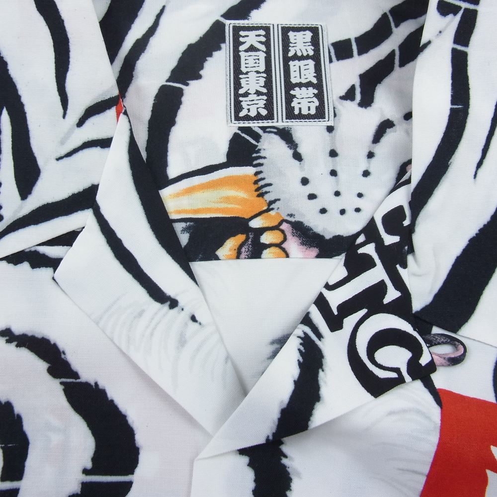 WACKO MARIA ワコマリア 22SS BEP-WM-HI01 BLACK EYE PATCH ブラックアイパッチ TIM LEHI ティムリーハイ HAWAIIAN SHIRT S/S ハワイアン 虎 総柄 レーヨン アロハ 半袖 シャツ ホワイト系 L【新古品】【未使用】【中古】