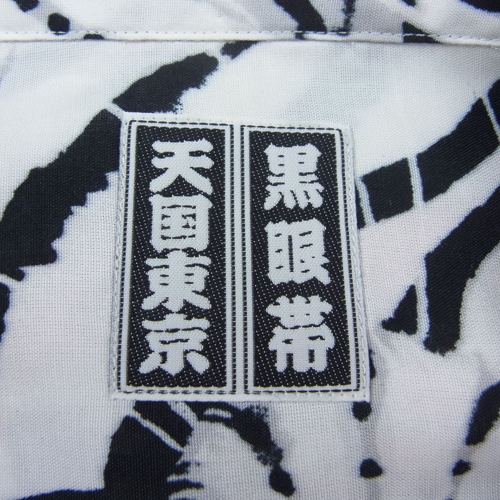 WACKO MARIA ワコマリア 22SS BEP-WM-HI01 BLACK EYE PATCH ブラックアイパッチ TIM LEHI ティムリーハイ HAWAIIAN SHIRT S/S ハワイアン 虎 総柄 レーヨン アロハ 半袖 シャツ ホワイト系 L【新古品】【未使用】【中古】