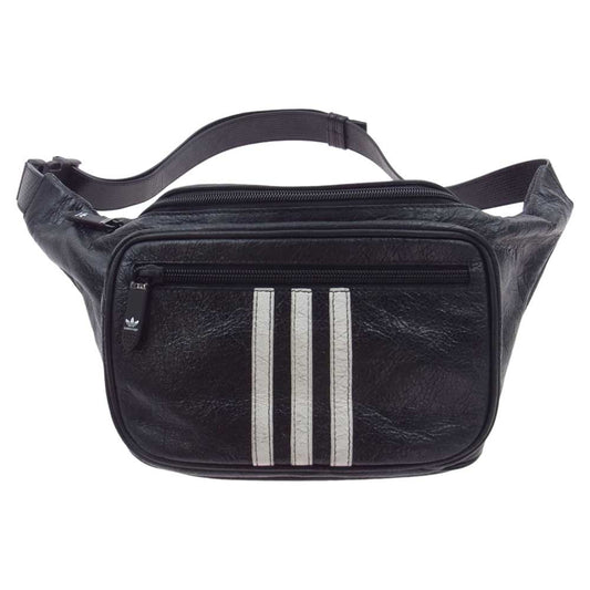 BALENCIAGA バレンシアガ 721841210M41091 × adidas アディダス Beltpack レザー ベルト ウエスト ショルダー バッグ ブラック系【中古】