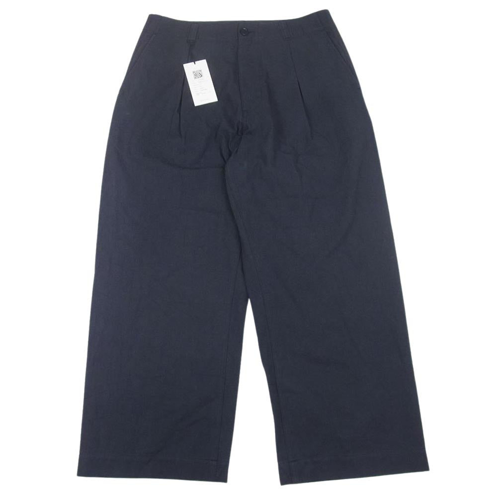 クオン 112PT010600 FANAGE COTTON Wide Pants ワイド パンツ ネイビー系 M【中古】