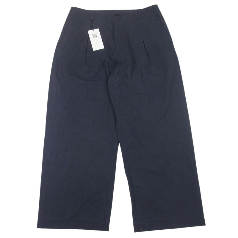 クオン 112PT010600 FANAGE COTTON Wide Pants ワイド パンツ ネイビー系 M【中古】