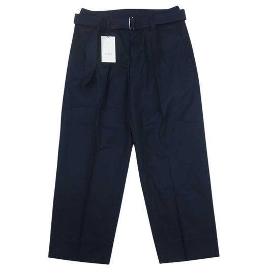 クオン 112PT051301 BELTED PANTS ベルテッド テーパード パンツ ダークネイビー系 S【新古品】【未使用】【中古】