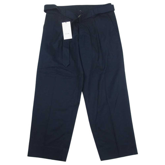 クオン 112PT051301 BELTED PANTS ベルテッド テーパード パンツ ダークネイビー系 M【新古品】【未使用】【中古】