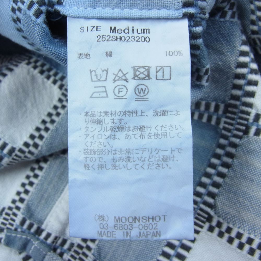 クオン 252SH023200 別注 吉野格子 グラデーション ショートスリーブ シャツ 半袖 ネイビー系 M【新古品】【未使用】【中古】