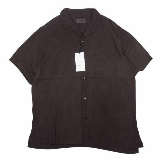 クオン 190SH023700 S/S Open Collar Shirt DOROZOME 泥染め レーヨン オープンカラー 半袖 シャツ ダークブラウン系 M【新古品】【未使用】【中古】