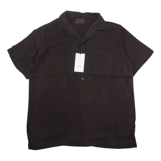 クオン 190SH023700 S/S Open Collar Shirt DOROZOME 泥染め レーヨン オープンカラー 半袖 シャツ ダークブラウン系 M【新古品】【未使用】【中古】
