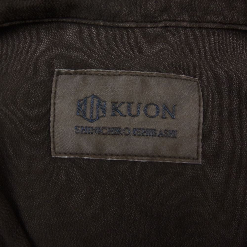 クオン 190SH023700 S/S Open Collar Shirt DOROZOME 泥染め レーヨン オープンカラー 半袖 シャツ ダークブラウン系 S【新古品】【未使用】【中古】