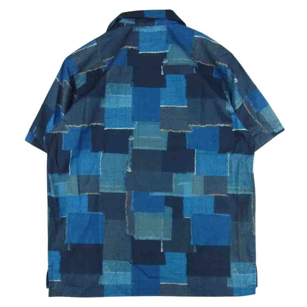 クオン 112SH030301 Patchwork Shirt パッチワーク 半袖 シャツ 日本製 ネイビー系 S【新古品】【未使用】【中古】