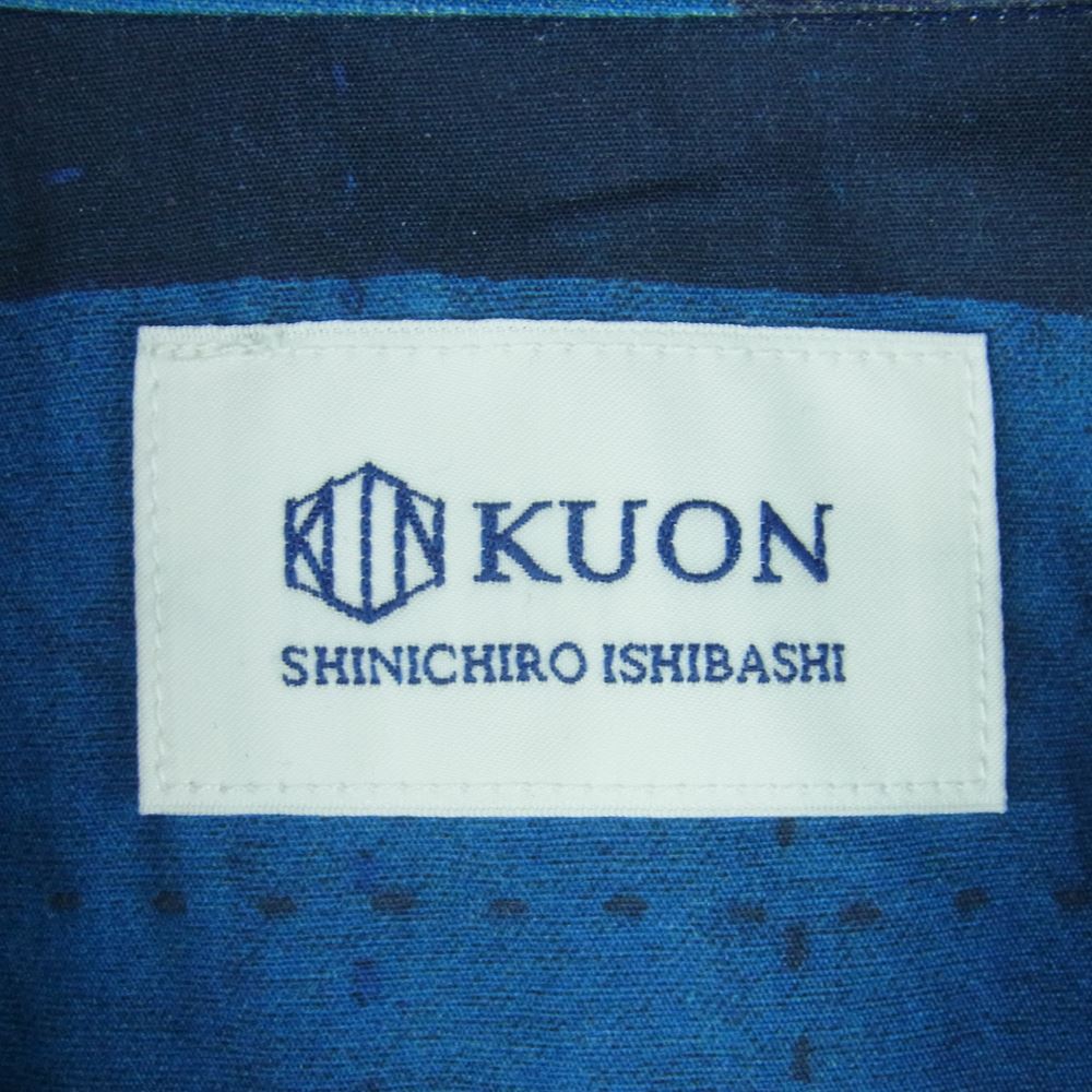 クオン 112SH030301 Patchwork Shirt パッチワーク 半袖 シャツ 日本製 ネイビー系 S【新古品】【未使用】【中古】