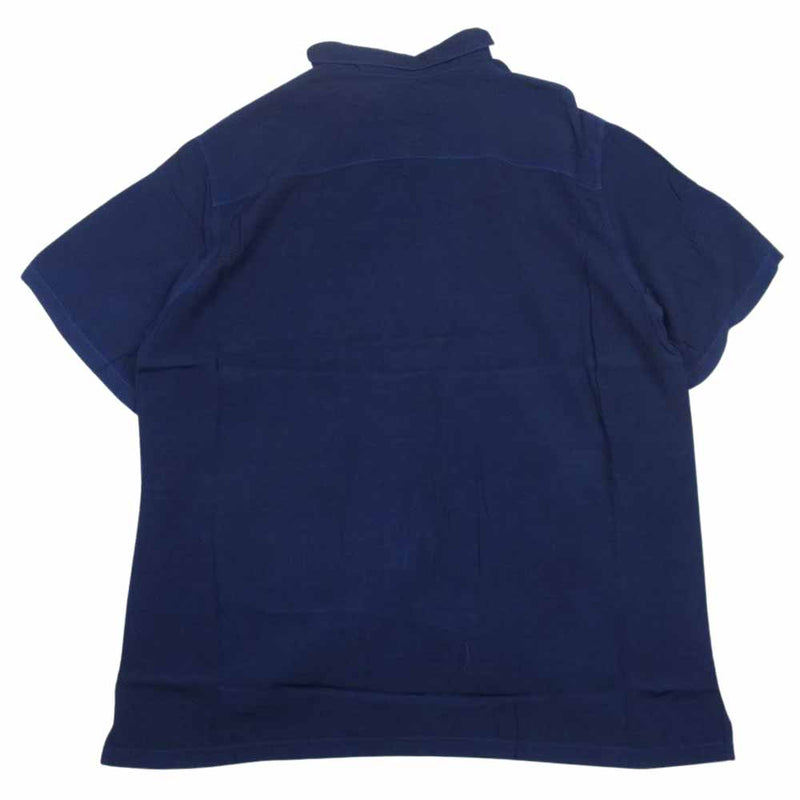 クオン 190SH023400 藍染め レーヨン オープンカラー シャツ 半袖 ネイビー系 L【新古品】【未使用】【中古】