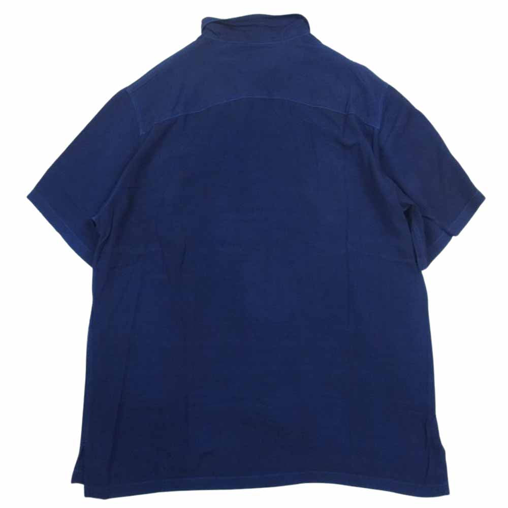 クオン 190SH023400 藍染め レーヨン オープンカラー シャツ 半袖 ネイビー系 S【新古品】【未使用】【中古】
