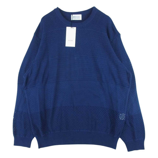 クオン 113KN022100 Gradient Knit Cotton Crewneck Sweater グラディエント ニット コットン クルーネック セーター ネイビー系 S【新古品】【未使用】【中古】