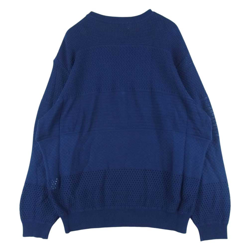 クオン 113KN022100 Gradient Knit Cotton Crewneck Sweater グラディエント ニット コットン クルーネック セーター ネイビー系 S【新古品】【未使用】【中古】