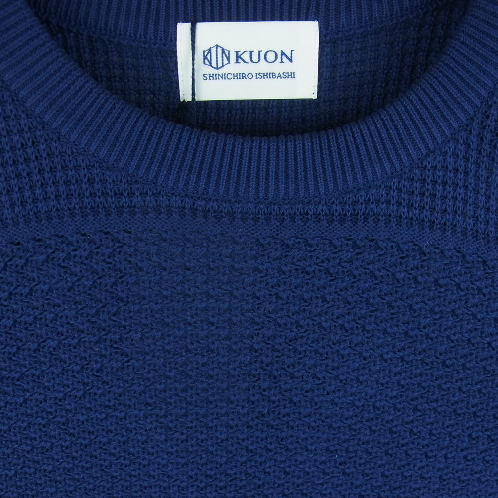 クオン 113KN022100 Gradient Knit Cotton Crewneck Sweater グラディエント ニット コットン クルーネック セーター ネイビー系 S【新古品】【未使用】【中古】