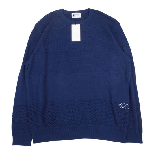 クオン 113KN022100 Gradient Knit Cotton Crewneck Sweater グラディエント ニット コットン クルーネック セーター ネイビー系 L【新古品】【未使用】【中古】