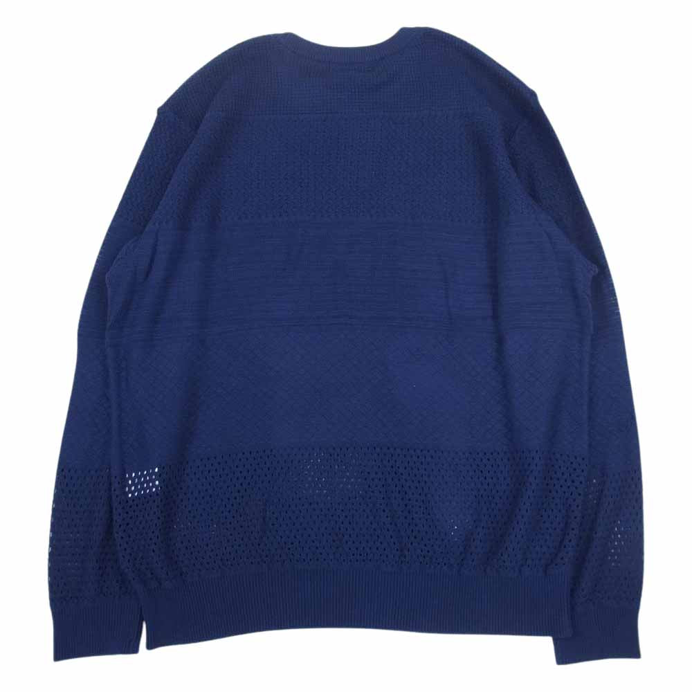 クオン 113KN022100 Gradient Knit Cotton Crewneck Sweater グラディエント ニット コットン クルーネック セーター ネイビー系 L【新古品】【未使用】【中古】